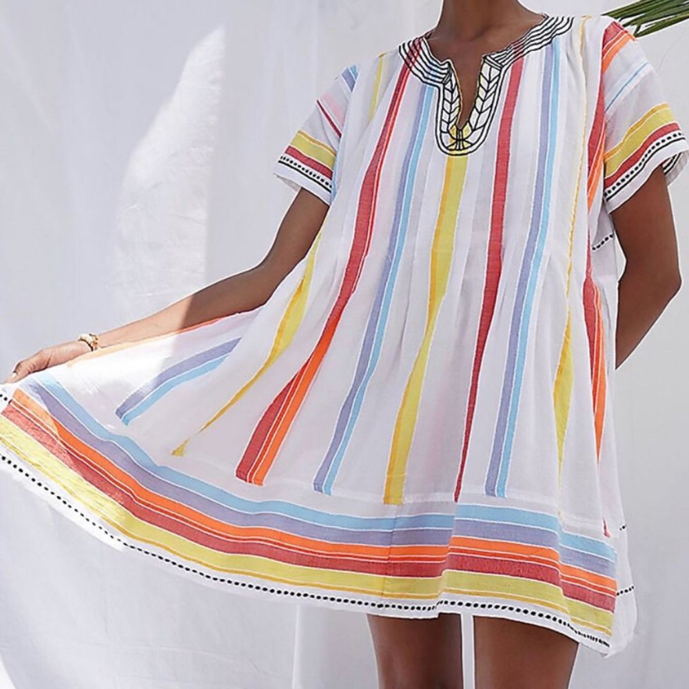 NWOT Lemlem XS/S Mokati Smocked Dress, Lined, Colorful, Embroidered‎